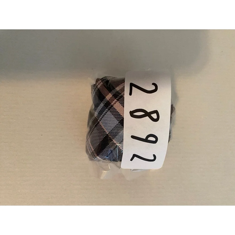 Boys Navy Blue Tan Plaid Clip-On Necktie 14 Inch Formal School Uniform Tie